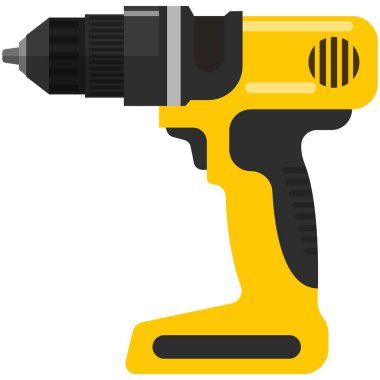 Beyaz üzerine elektrik kablosuz tornavida veya matkap vektörü