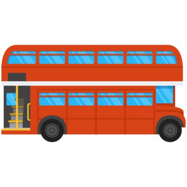 Londra çift güverte otobüs vektör simgesi beyaz üzerinde izole