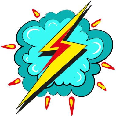 Yıldırım dumanı ve ışıltılı konuşma bulutu komik vektörü