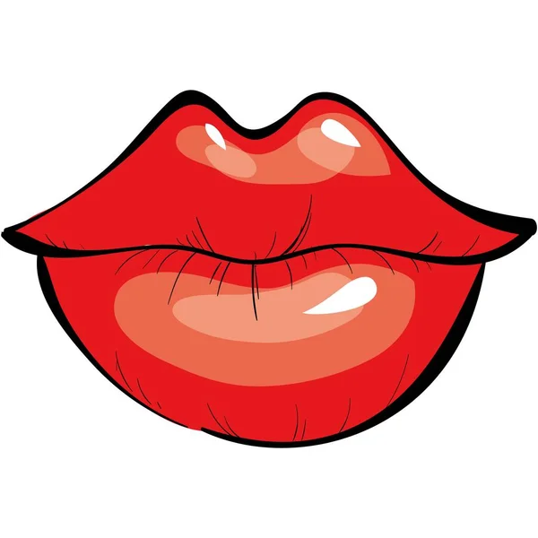 Φιλιά χείλη διάνυσμα κόκκινο κραγιόν απεικόνιση στα χείλη σε λευκό — Διανυσματικό Αρχείο