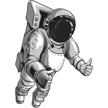 Uzay astronot vektörü, kozmonot izole edilmiş simge beyaz