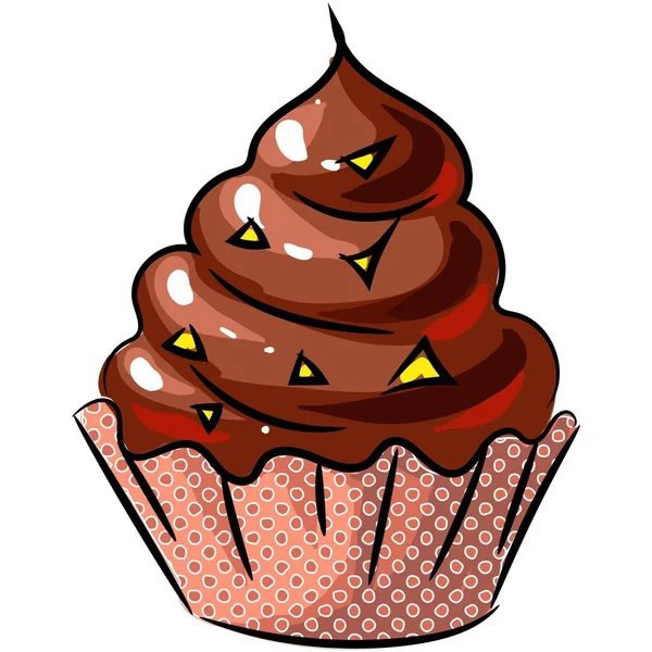 Vector biscuit cupcake with chocolate cream icon — Stock Vector