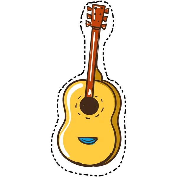 Vector guitar electric or acoustic illustration icon — Stock Vector