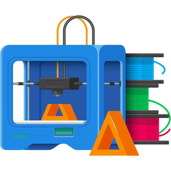 3d impressora vetor protótipo máquina de impressão ilustração — Vetor de Stock