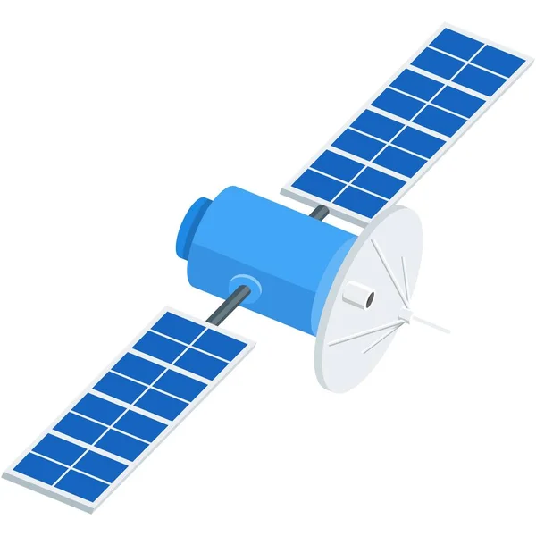 Vector satélite icono espacio comunicación plana estación — Archivo Imágenes Vectoriales