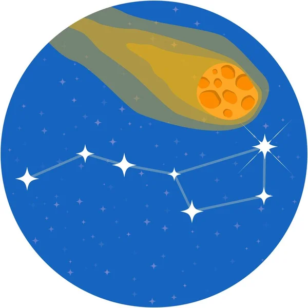 Ursa constellation and falling meteorite vector on white — Stock Vector