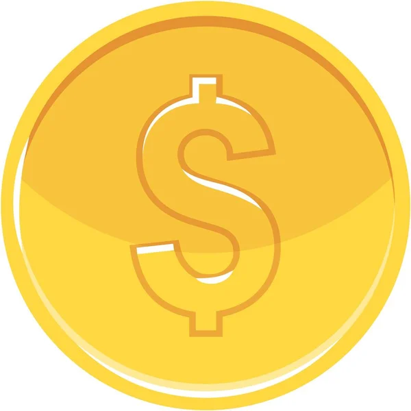 Dólar moeda vetor ouro moeda ícone isolado — Vetor de Stock