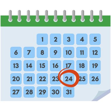 Düz illüstrasyonlu vektör takvimi