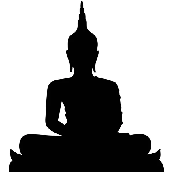 Buddha estatua vector icono buddhism templo hindú en blanco — Vector de stock