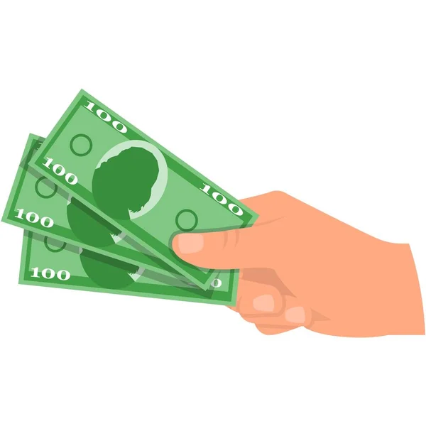 Dinero efectivo en la mano vector icono ilustración — Vector de stock
