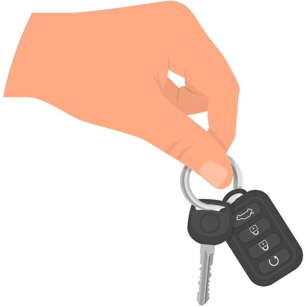 Car key in hand vector flat icon illustration — Stock Vector