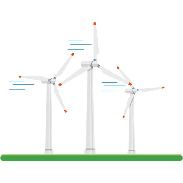 Ícone de vetor de turbina de energia eólica isolado em branco — Vetor de Stock