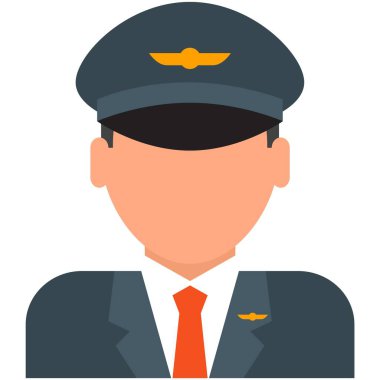 Şapkalı pilot beyaz üzerinde ikon vektör uçak sürücüsü