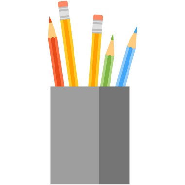 Beyaz arkaplanda izole edilmiş kutu tutucu vektörü içindeki kalem