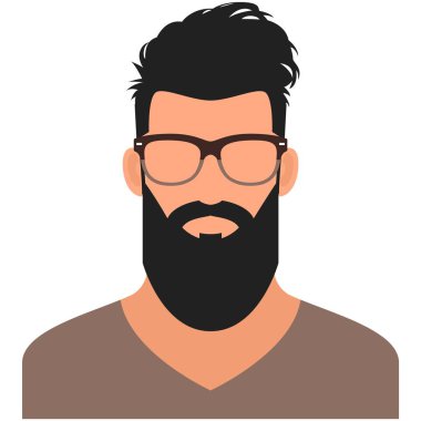 Hipster man avatar simge vektörü beyaz üzerinde izole