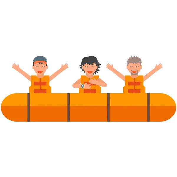 Rescue lifeboat with people vector isolated on white — Stock Vector