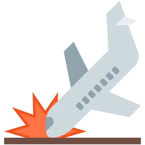Εικονίδιο αεροπορικού ατυχήματος φορέα συντριβής αεροπλάνου απομονωμένο σε λευκό — Διανυσματικό Αρχείο