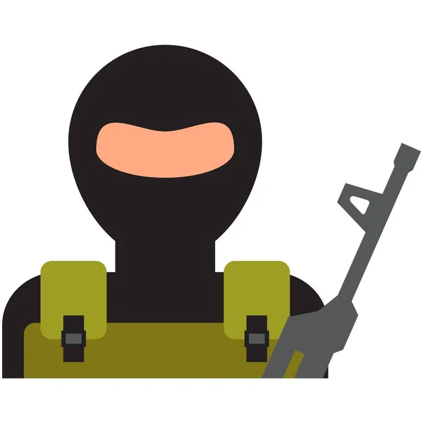 Terrorist icon vector man thief in balaclava mask on white — Stock Vector