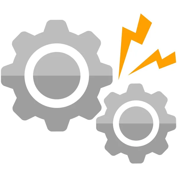 Elektrisk blixt med kugghjul vektor logotyp på vit — Stock vektor