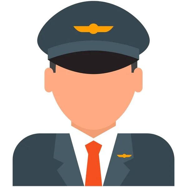 Pilot in hat uniform icon vector airplane driver on white — Stock Vector