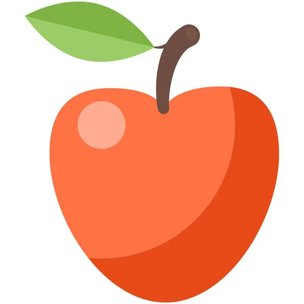 Rode appel fruit met blad vector geïsoleerde cartoon illustratie — Stockvector