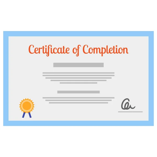 Modèle de certificat d'achèvement icône vectorielle — Image vectorielle