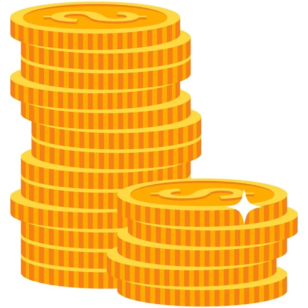 Wektor monety pieniądze stos złoty dolar ikona ilustracja — Wektor stockowy