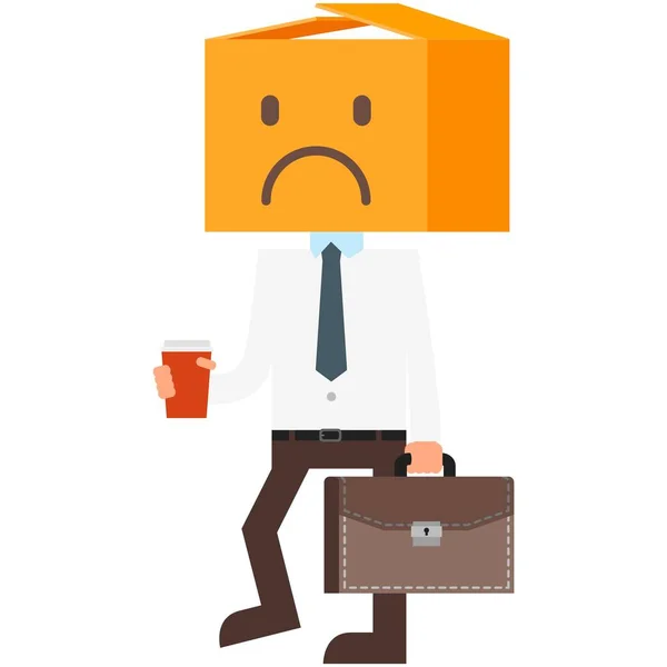 Empresário com triste caixa de cabeça ilustração vetorial — Vetor de Stock