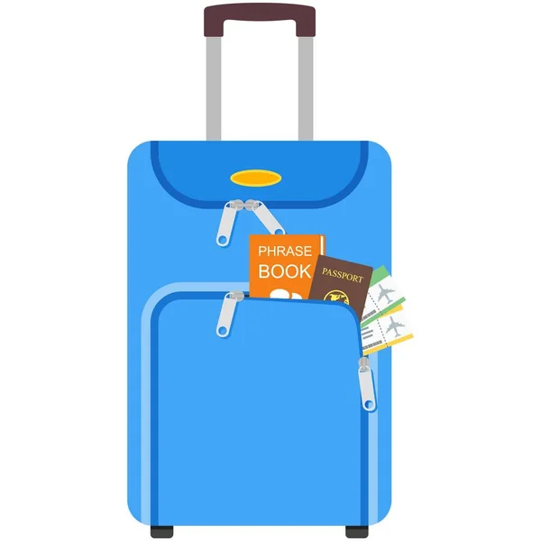 Travel bag suitcase vector, touristic luggage illustration — Stock Vector