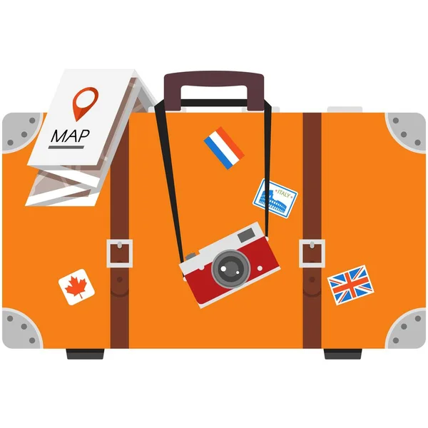 Vector de bolso turístico, maletín para ilustración de viajes — Vector de stock