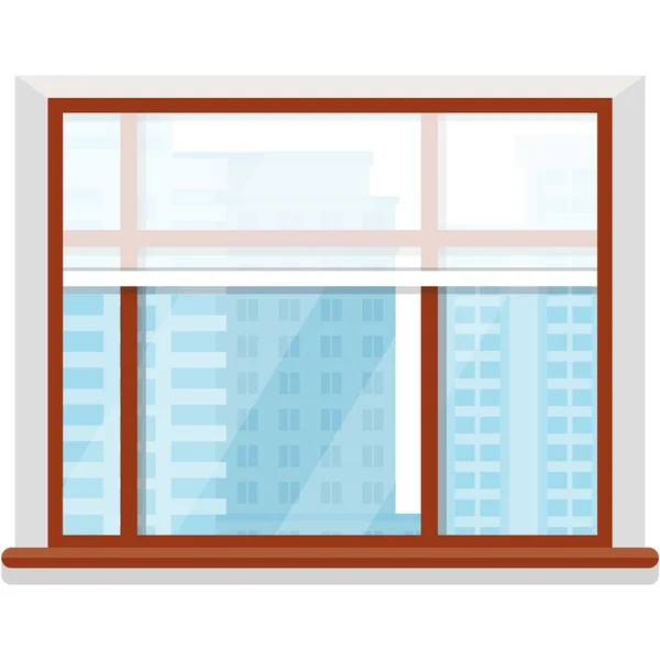 Ventana panorámica vectorial con vista a la casa rascacielos — Vector de stock