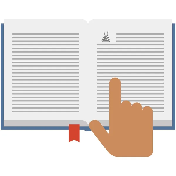 開いている本と白い上に隔離された手のアイコンベクトル — ストックベクタ