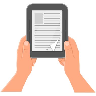 Ebook okuyucu dijital tablet vektör simgesi beyaza izole edildi