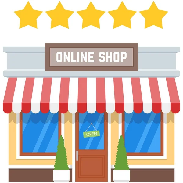 Online shop with five star client experience vector icon — Stock Vector