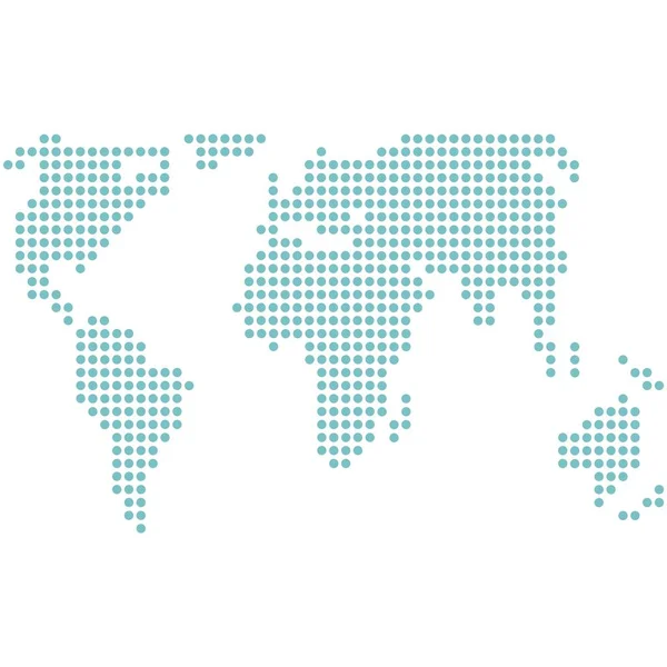 Gepunktete Weltkarte Vektor-Icon-Silhouette auf weiß — Stockvektor