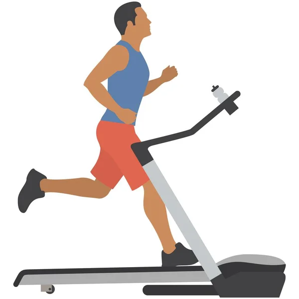 Hombre en la cinta de correr vector gimnasio deporte máquina de fitness — Vector de stock