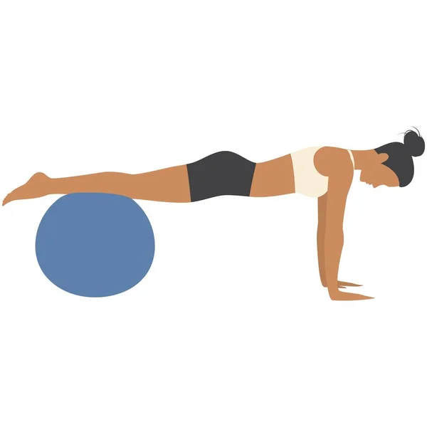 Mujer vectorial y pelota fitness ejercicio gimnasio entrenamiento — Vector de stock