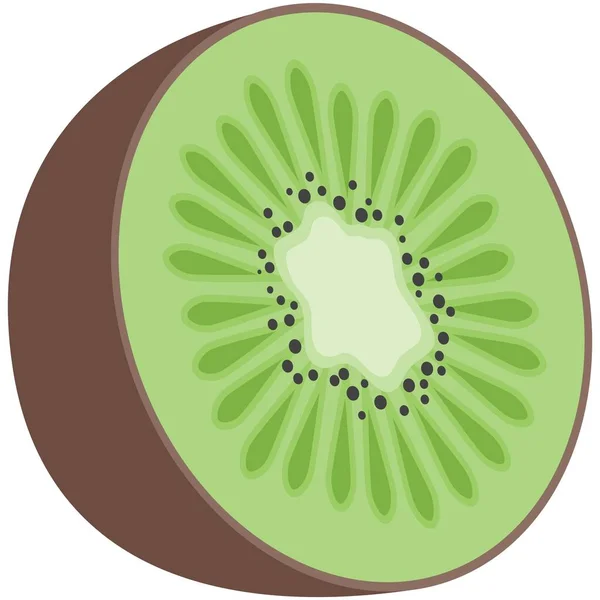 Icono de ilustración de fruta vector Kiwi en blanco — Vector de stock