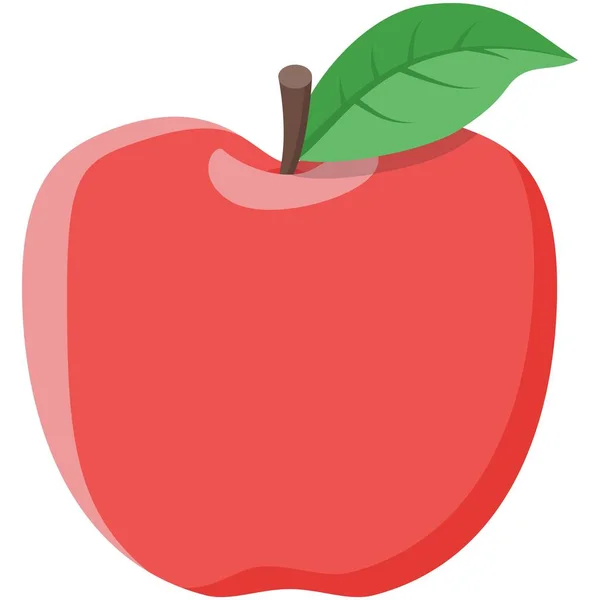 Red vector apple isolated fruit icon with leaf green — Stockvector