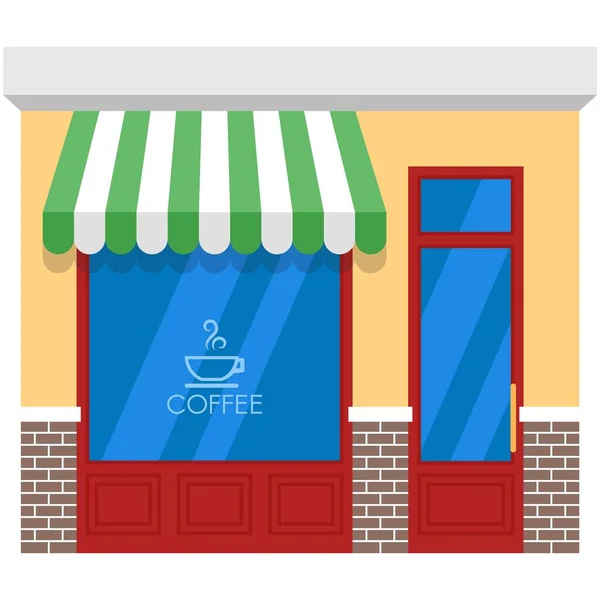 Coffee shop vector front flat building illustration — Wektor stockowy