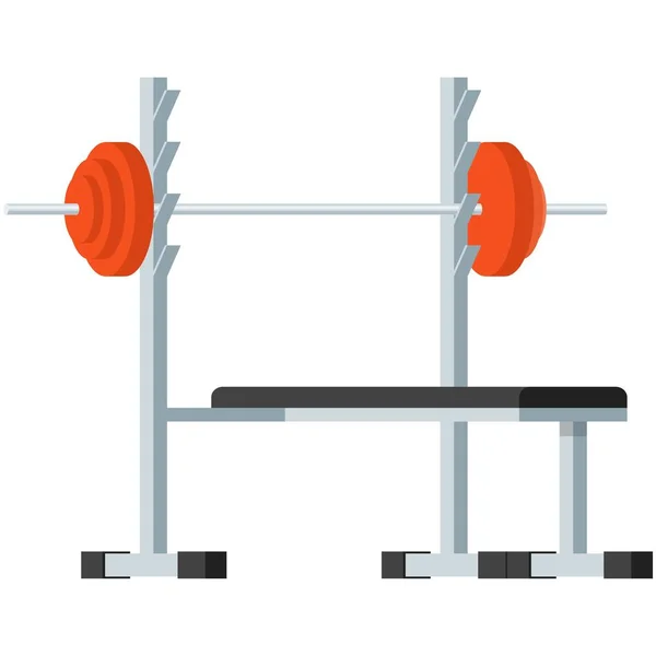 Press bench and barbell for powerlifting flat vector icon — Stock Vector
