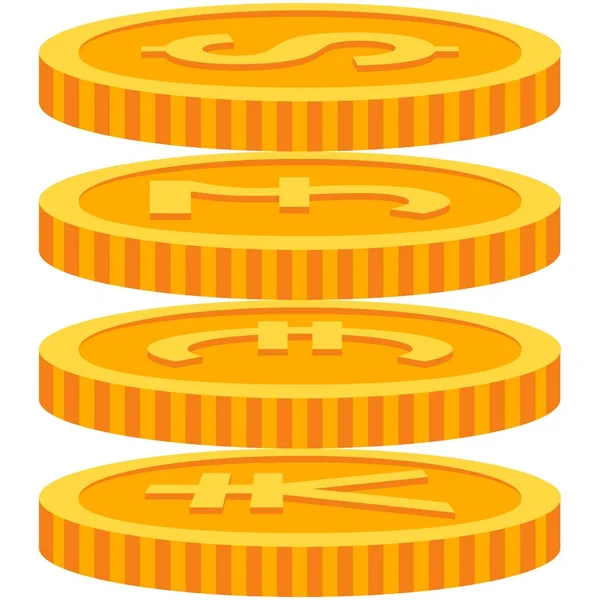 Geld munt gouden munt pictogram vector illustratie — Stockvector