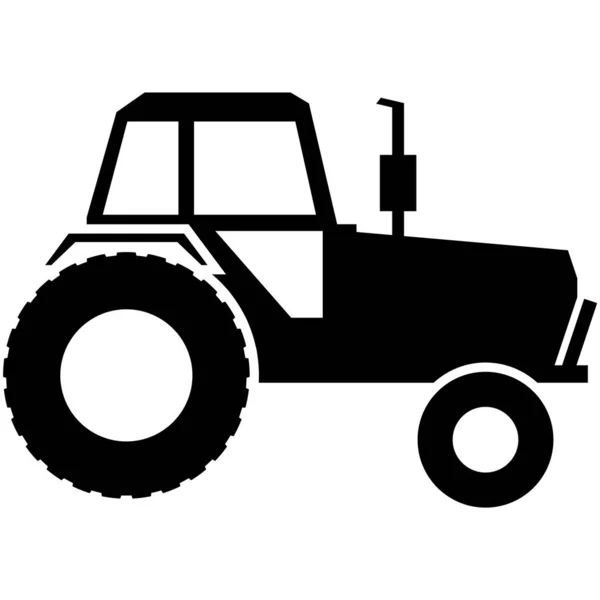 Tractor silueta granja campo máquina vector icono — Vector de stock