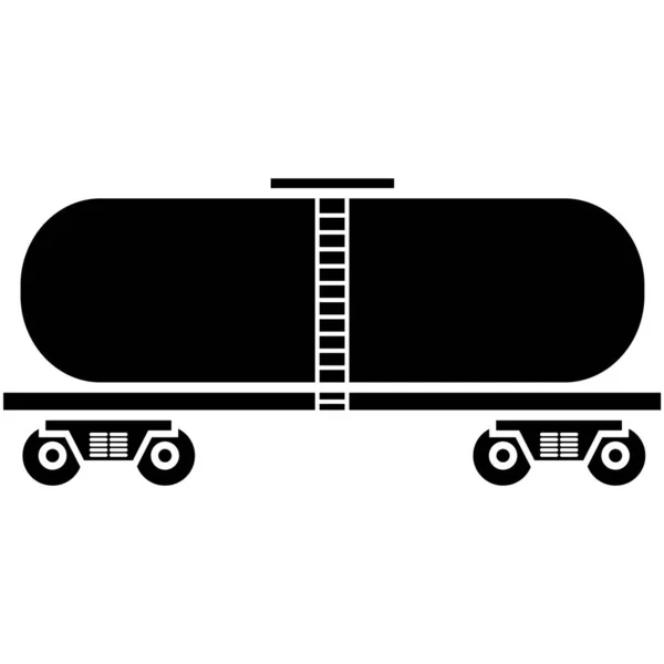 Oil tanker, car cistern petrol gas fuel silhouette vector icon — Stock Vector
