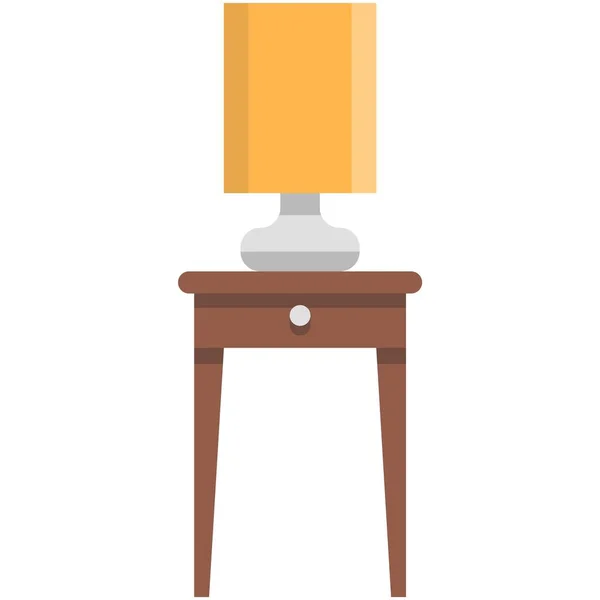 Lamp on bedside table vector bedroom nightstand — Stockvector