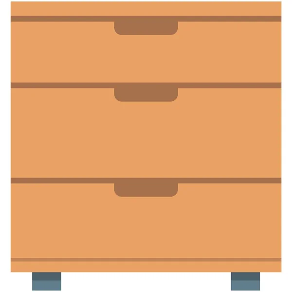 Vector flat wood chest of drawers, commode or nightstand — Stock Vector