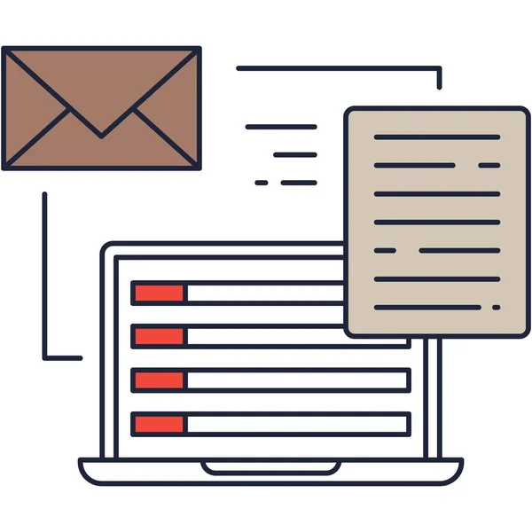 E-Mail Marketing Vektor Symbol flache Umrisse Design — Stockvektor