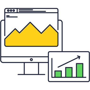 Grafik ve grafikli bilgisayar ekran vektör simgesi