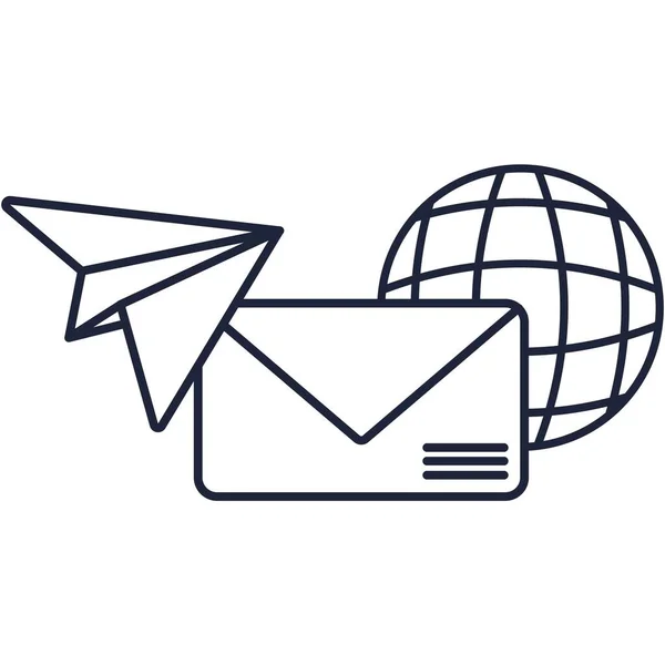 Social E-Mail Marketing Vektor flache Linie Symbol — Stockvektor