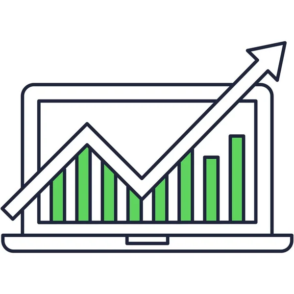 Statistický graf na ikoně notebooku — Stockový vektor